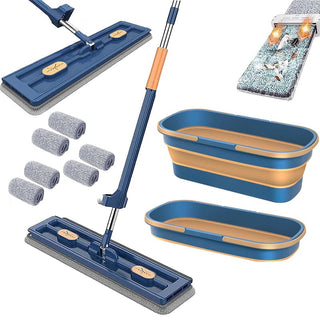 SAKER® Large Flat Mop and Scalable Bucket with Wheels