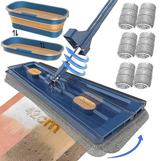 SAKER® Large Flat Mop and Scalable Bucket with Wheels