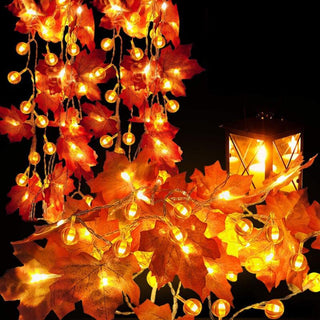 Pumpkin Maple Leaf String Lights