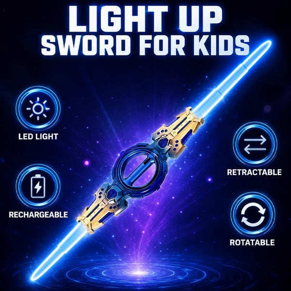 Sakerplus® Retractable Rotating Dual Blade Light Up Sword