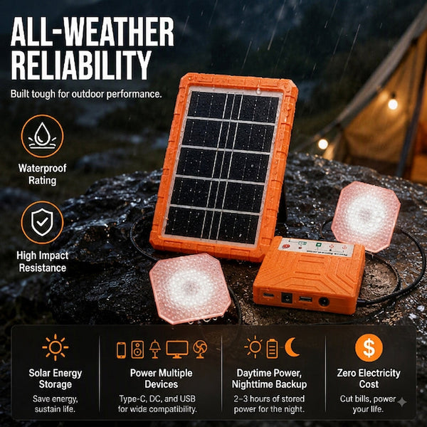 Sakerplus® Portable Solar Power System With LED Lights