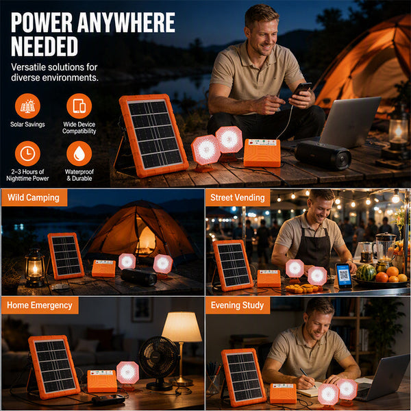Sakerplus® Portable Solar Power System With LED Lights