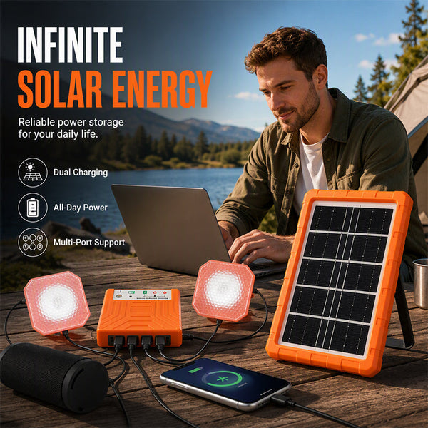 Sakerplus® Portable Solar Power System With LED Lights