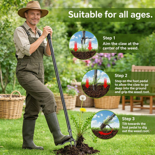 Sakerplus® Long Handle Steel Weed Remover