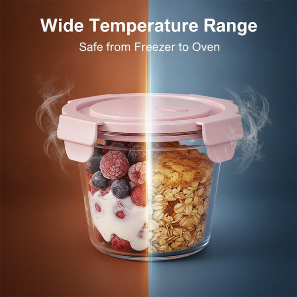 Sakerplus® Lidded Glass Food Storage Bowl Set