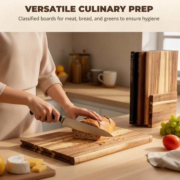 Sakerplus® Acacia Wood Double-Sided Serving Board