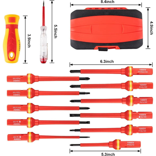 Sakerplus® 13-Piece 1000V Insulated Magnetic Screwdriver Set