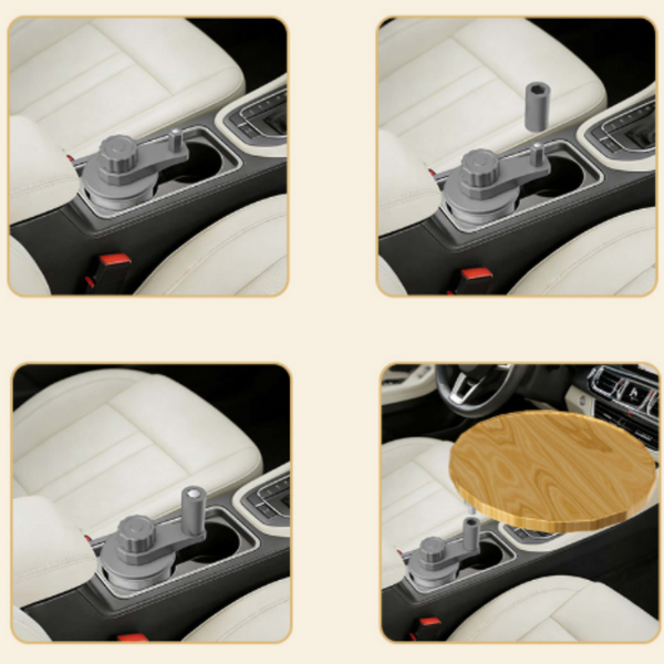 Sakerplus® 360° Rotating Wooden Car Cupholder Tray