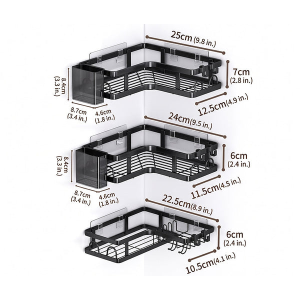 Sakerplus® Drill-Free Bathroom Corner Shelf Set