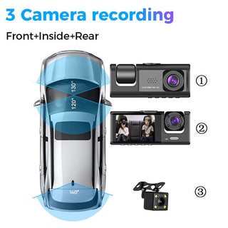 SAKER® 3 Lens Car DVR Dash Cam