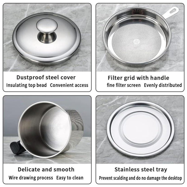 Sakerplus® Stainless Steel Oil Pot with Filter
