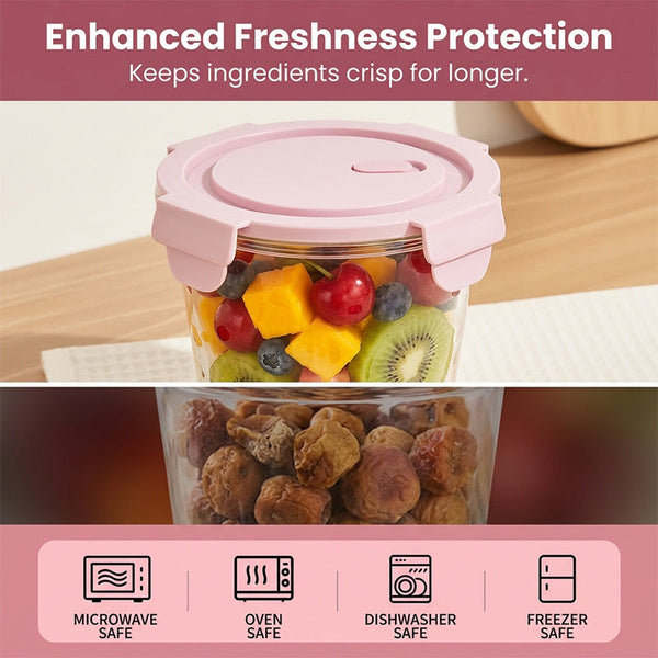 Sakerplus® Lidded Glass Food Storage Bowl Set