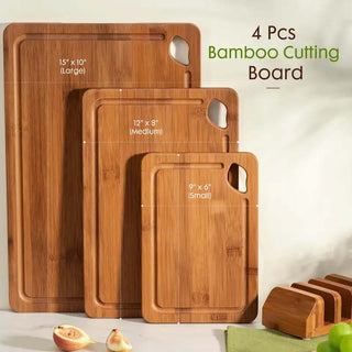 Sakerplus® Bamboo Cutting Board Set With Holder
