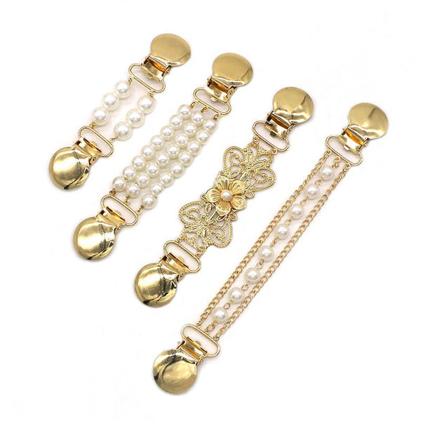 Sakerplus® Vintage Sweater Shawl Clips With Pearl Chain Clasps