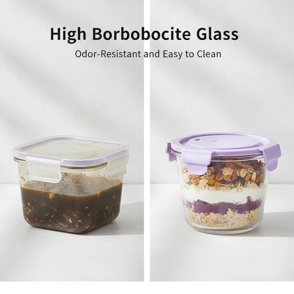Sakerplus® Lidded Glass Food Storage Bowl Set