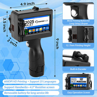 Sakerplus Handheld Inkjet Printer Gun Portable