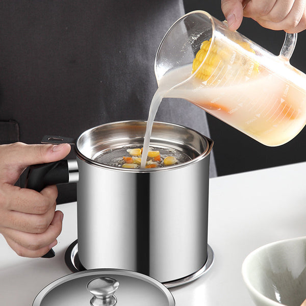 Sakerplus® Stainless Steel Oil Pot with Filter