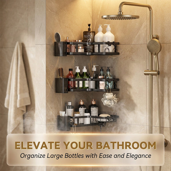 Sakerplus® Drill-Free Bathroom Corner Shelf Set