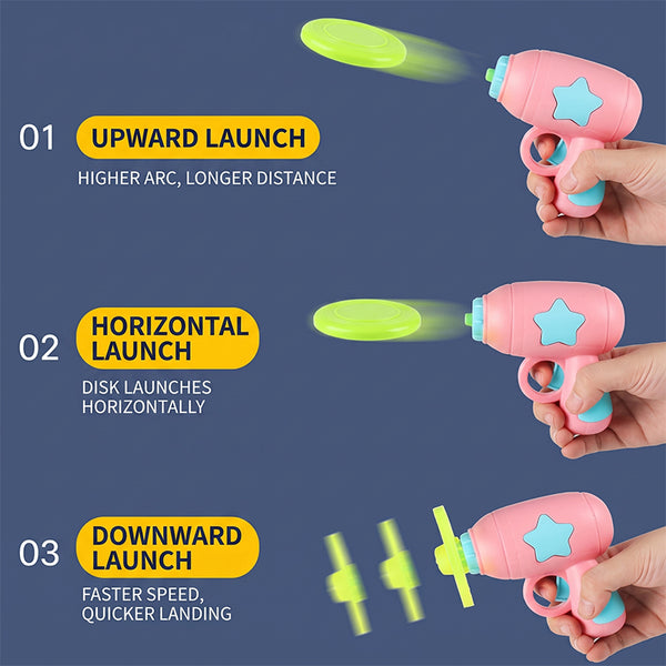 Sakerplus® LED Flying Spinner Launcher Gun Toy