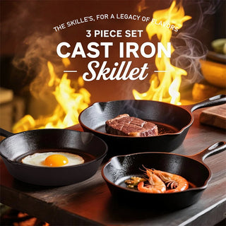 Sakerplus® Pre-Seasoned Cast Iron Skillet Set