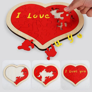 Sank Heart-Shaped Wooden Puzzle Charades Game