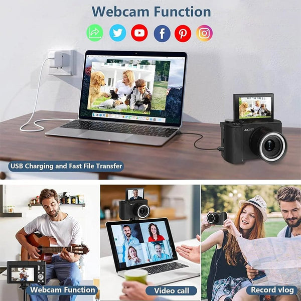 Sakerplus® 4K Mini Kids Digital Camera With Flip Screen