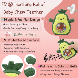 Sakerplus® Silicone Avocado Baby Teething Toy
