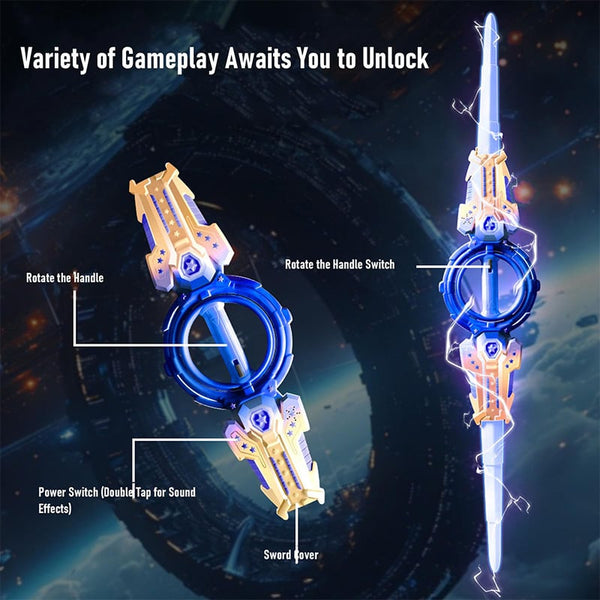 Sakerplus® Retractable Rotating Dual Blade Light Up Sword