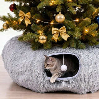 Sakerplus® Cat Tunnel Bed with Plush Cushion