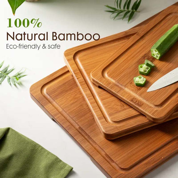 Sakerplus® Bamboo Cutting Board Set With Holder