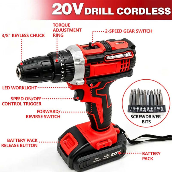 Sakerplus® 128 Piece Cordless Drill Tool Set