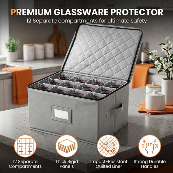 Sakerplus® Stackable Drinkware Storage Box With Dividers