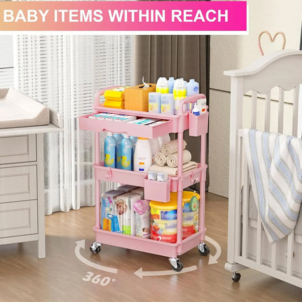 Sakerplus® Rolling Utility Storage Cart With Drawer
