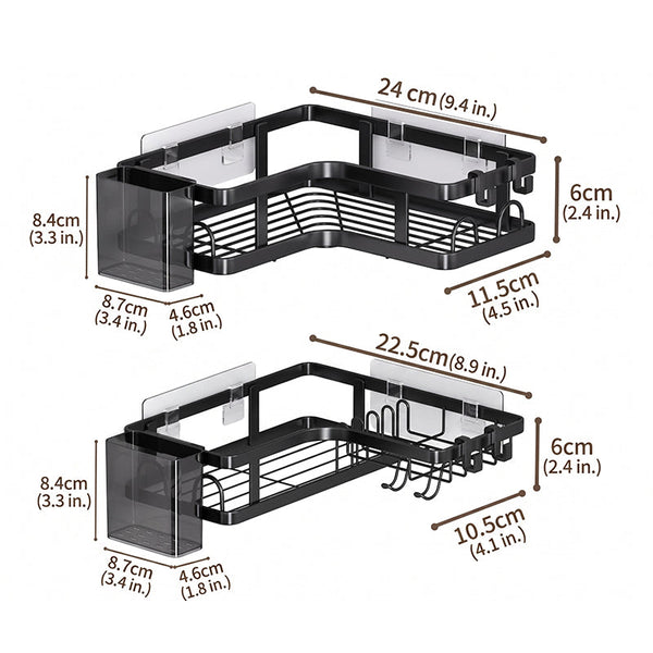 Sakerplus® Drill-Free Bathroom Corner Shelf Set