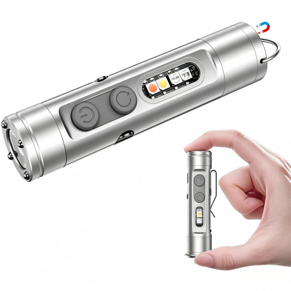 Sakerplus® 5-In-1 Rechargeable Keychain Survival Flashlight