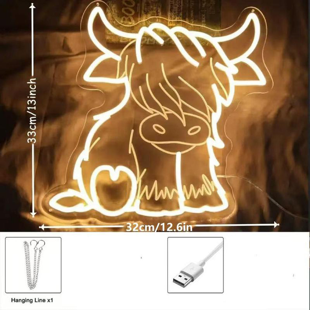 Sakerplus® Highland Cow LED Neon Light – Sakertool