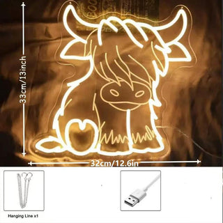 Sakerplus® Highland Cow LED Neon Light