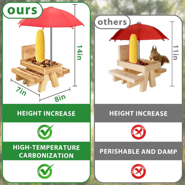 Sakerplus® Outdoor Wooden Squirrel Feeder