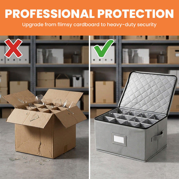Sakerplus® Stackable Drinkware Storage Box With Dividers