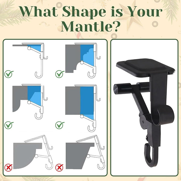 Sakerplus Adjustable Fireplace Garland And Stocking Hanger