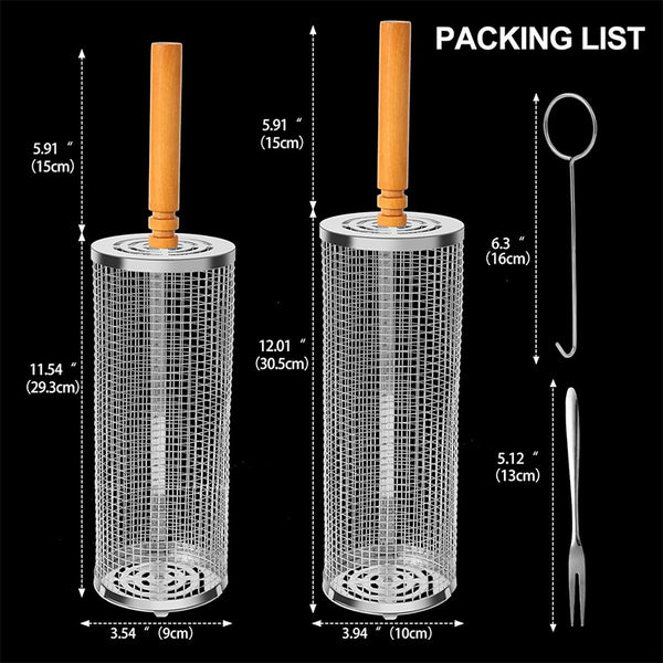 Sakerplus® Rolling Grill Basket Set