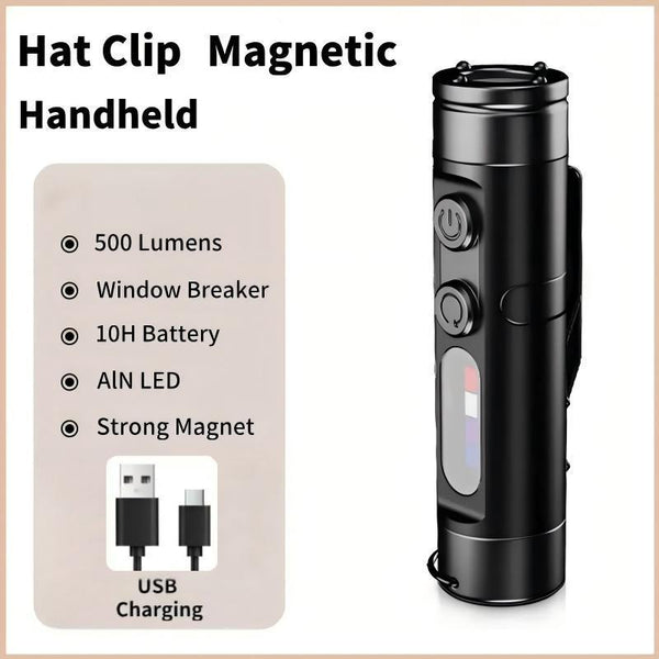 Sakerplus® 5-In-1 Rechargeable Keychain Survival Flashlight