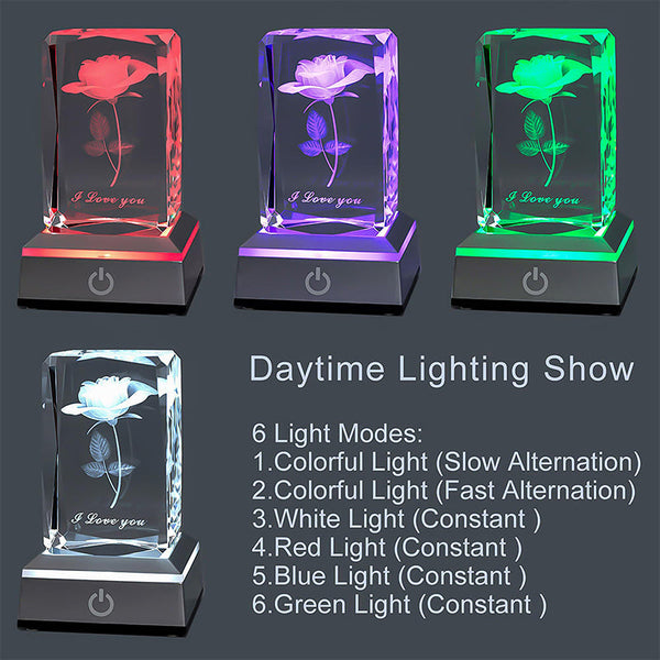Sakerplus® 3D Rose Crystal Night Lamp