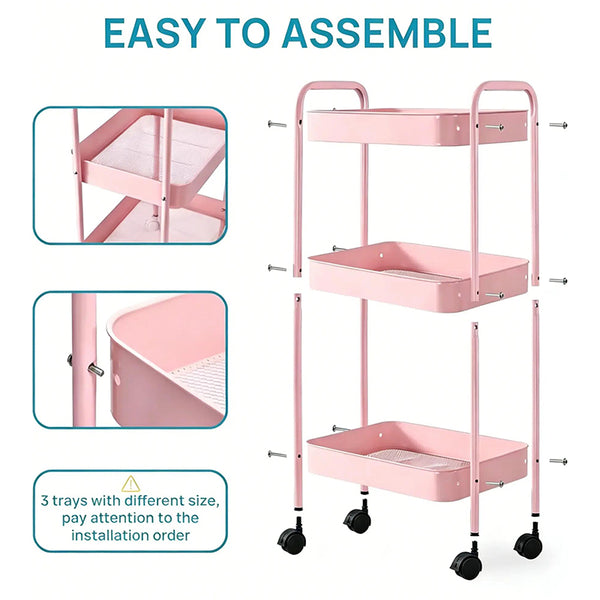 Sakerplus® Three Tier Rolling Storage Cart