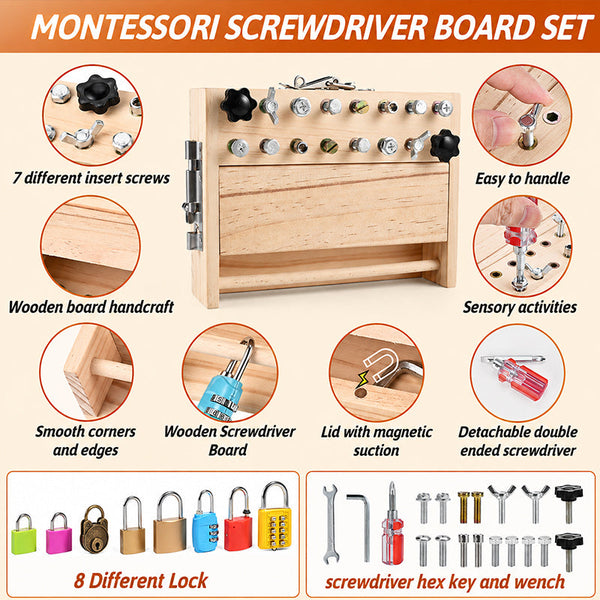 Sakerplus® Montessori Screwdriver Lock And Key Board