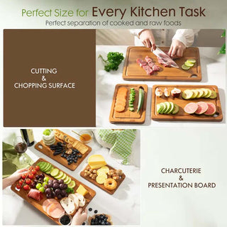 Sakerplus® Bamboo Cutting Board Set With Holder