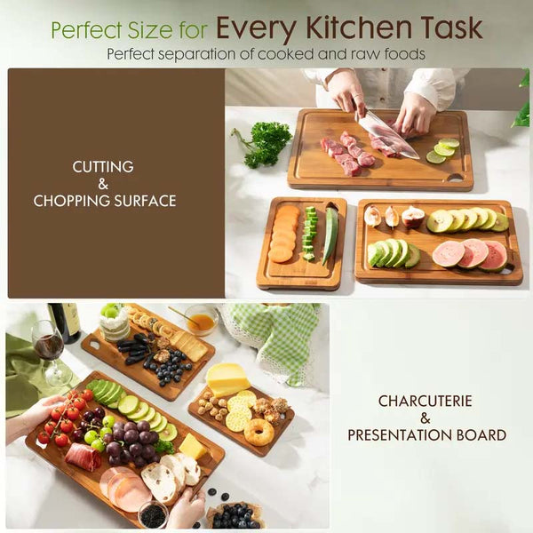 Sakerplus® Bamboo Cutting Board Set With Holder