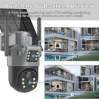 Sakerplus Dual Lens Solar Security Camera Outdoor