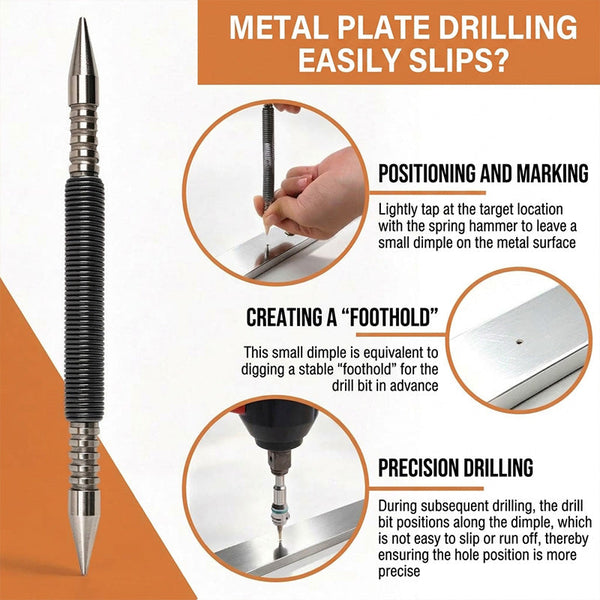 Sakerplus® Spring Loaded Center Punch Tool