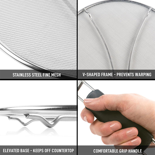 Sakerplus® Stainless Steel Splatter Screen Frying Pan